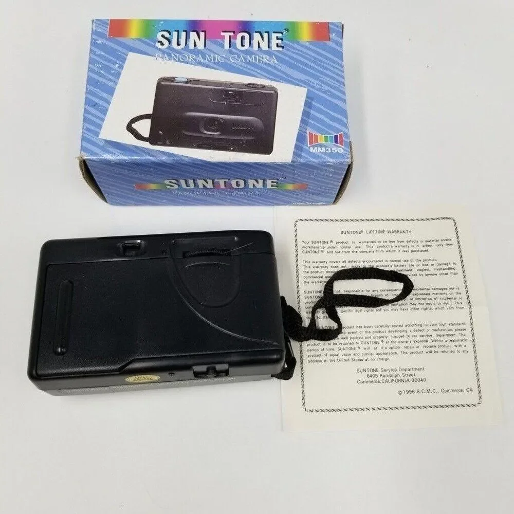 Vintage 1996 Panoramic Camera MM350 Plastic Sun Tone Black Wide Angle 35mm New
